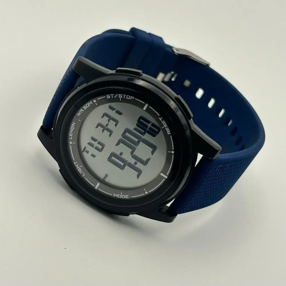 LENQIN Blue Minimalist Men’s Digital Watch Working New Battery